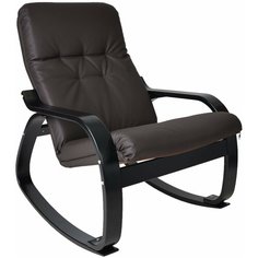 Кресло-качалка Сайма экокожа шоколад, каркас венге структура Мебелик