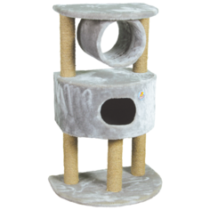 Домик для кошки, одн.мех, полукр.на 3-х когтет.Зооник(630х440х1000) серый