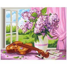 Раскрашивание, раскраски "ФРЕЯ" PKW-1 60 Набор для раскрашивания по номерам (по дереву) 40 х 50 см "Сирень и скрипка. Жанна Когай"