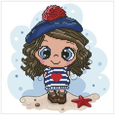 Кристальная мозаика (алмазная вышивка) "ФРЕЯ" ALV-98 "Морячка" 30 х 30 см