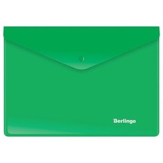 Berlingo Папка-конверт на кнопке A5+, пластик 180 мкм зеленый