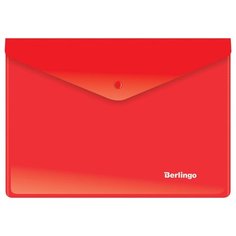 Berlingo Папка-конверт на кнопке A5+, пластик 180 мкм красный