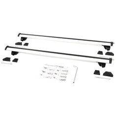 Багажник на рейлинги Amos Alfa для AUDI 100 УНИВЕРСАЛ 1990-1994 5 дв., с серебристыми крыловидными дугами 85 мм х 120 см с замками Амос