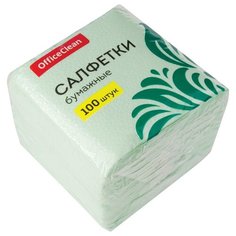 Салфетки бумажные OfficeClean, 1 слойн., 24*24см, зеленые, 100шт.