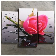 Часы настенные Сюжет модульные, "Розовая роза", 60*80 см