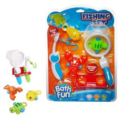 Игрушка для ванной. Рыбалка: удочка, сачок, держатель и 3 фигурки морских обитателей Junfa Toys