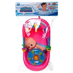 Игрушка для ванной Abtoys Веселое купание. Пупс в ванночке с набором игрушек