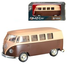 Машинка металлическая Uni-Fortune RMZ City 1:32 Автобус инерционный Volkswagen Type 2 (T1) Transporter, цвет матовый бежевый с коричневым, 16,5*7,5*7