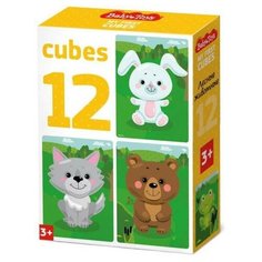 Кубики Лесные животные (без обклейки) 12 шт BABY TOYS Десятое королевство