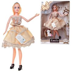 Кукла ABtoys Emily Золотая серия с белым котенком и аксессуарами 30см