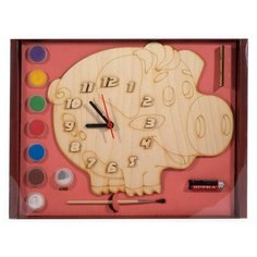 Набор для творчества Нескучные игры Часы Поросенок с циферблатом под роспись с красками