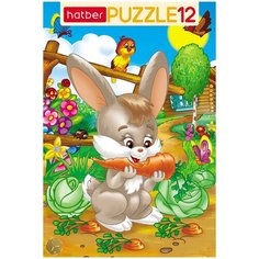 Пазл в рамке Hatber Хитрый зайчик 12 элементов, формат А4, 200Х300мм