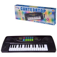 Синтезатор черный 32 клавиши, с микрофоном, эл/мех, работает от батареек, 44,5x5,5x15,5 A Btoys