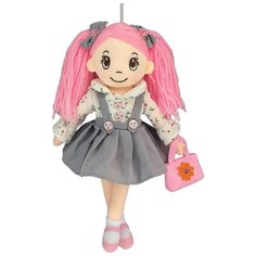 Кукла ABtoys Мягкое сердце, мягконабивная в сером сарафане и с сумочкой, 30 см