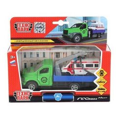 Набор машинок Технопарк Газ Газон Next Эвакуатор металлический ,инерционный 14,5см и Скорая помощь 7,5см