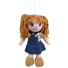 Кукла ABtoys Мягкое сердце, мягконабивная в джинсовом сарафане, 20 см