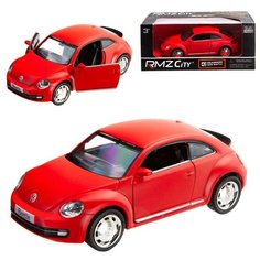 Машинка металлическая Uni-Fortune RMZ City 1:32 Volkswagen New Beetle 2012, инерционная, красный матовый цвет, 16.5 x 7.5 x 7 см