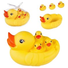 Игрушка для ванной Abtoys Веселое купание. Уточка резиновая с тремя утятами, в сетке