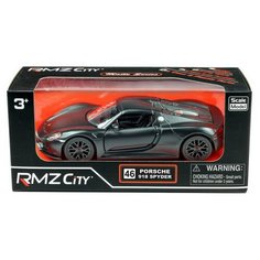 Машинка металлическая Uni-Fortune RMZ City 1:32 Porsche 918 Spyder, инерционная, черный матовый цвет