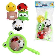 Набор для ванной Abtoys Веселое купание. Сачок с 5 фигурками животных, в ассортименте