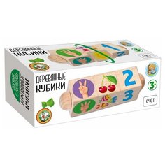 Кубики деревянные на оси Счет (3 кубика) Десятое королевство