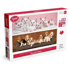 Пазл Astrel Панорама "Кошечки-собачки" 2 картинки по 133 элемента Origami