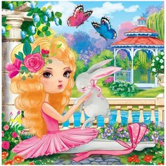 Набор для творчества Рыжий кот Холст с красками по номерам Красивая девушка и кролик 20*20см