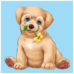 Набор для творчества Рыжий кот Холст с красками по номерам Голубоглазый щенок 20*20см