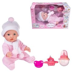 Пупс ABtoys Baby Ardana 30см, в розовом комбинезончике, шапочке и шарфике, с аксессуарами, в коробке