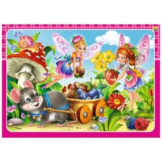 Пазл-рамка. 12 элементов. 15х21 см феи-помощницы Рыжий кот