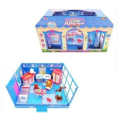 Игровой набор Abtoys Счастливые друзья Модульная комната Ванная с мебелью и фигурками животных, 13 предметов, в коробке
