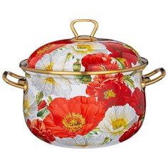 Кастрюля эмалированная с крышкой, маки 3,8л, индукция Agness (154188)