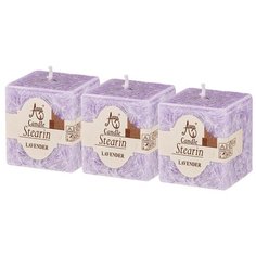 Набор ароматических стеариновых свечей из 3шт. Lavender диаметр 4,5 см высота 5 см KSG-348-798 Adpal