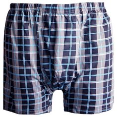 N.O.A. Трусы боксеры клетка с профилированным гульфиком, размер 62, серый/синий NOA