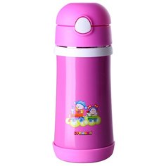 Термос с металлической колбой и трубочкой Бусинка (350 мл) (Розовый) Businka