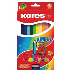 Kores Карандаши цветные Jumbo, 12 цветов с точилкой (128905)