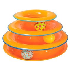 HOMECAT 24,5х12 см игрушка для кошек трек пластиковый трехэтажный с мячиками