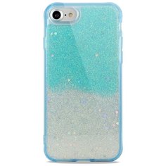 Силиконовый двуцветный чехол для (Эпл) iPhone 6 / 6S / 7 / 8 / SE 2020 Гель с Блестками / Pastila (Голубой)