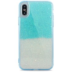 Силиконовый двуцветный чехол для (Эпл) iPhone X / XS Гель с Блестками / Pastila (Голубой)