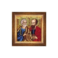 081ПМИ Набор для вышивания бисером Вышивальная мозаика Икона Святые Апостолы Петр и Павел, 6,5*6,5 см