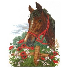 761 Набор для вышивания РC-Студия Лошадь в маках 33*43 см
