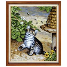 X-1143 Набор для вышивания Гобелен Классик Котенок и пчелы, 28х34 см
