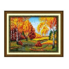 Б1435 Набор для вышивания бисером Паутинка Золотая осень, 28*38 см