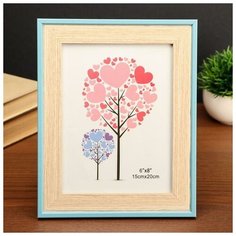 Фоторамка пластик 15х20 см "Белённый дуб с голубой каймой" 24,6х19,6х1,2 см 4780956 Сима ленд