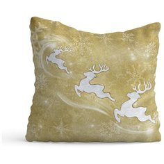Декоративная подушка флис 35х35 см Зимняя сказка золотая sfer.tex 1713176