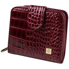Кошелек на молнии Dimanche "Вишневый крокодил" 31056, натуральная кожа