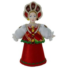 Кукла коллекционная фарфоровая в девичьем русском народном традиционном костюме Потешный промысел