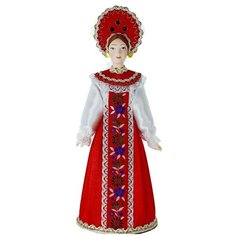 Кукла коллекционная фарфоровая в Русском девичьем праздничном костюме. Потешный промысел