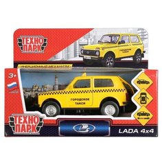 Машинка Технопарк Lada 4x4 Такси 12см, открываются двери, , металлическая, инерционная