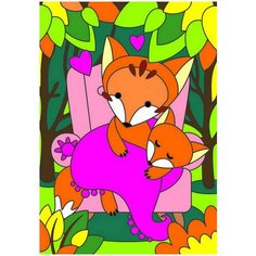 Набор для творчества LORI Картина по номерам для малышей Спящие лисята